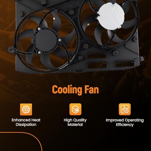 Image of maXpeedingrods Radiator Cooling Fan Assembly w /Shroud for Lincoln MKZ 2013-2016, for Ford Fusion 2014-2016, 623870 DG9Z8C607C FG9Z8C607A