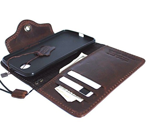 Genuine Oiled Leather Case For Motorola Nexus 6 Luxury Book Wallet Handmade Business Daviscase Brown #TOP6