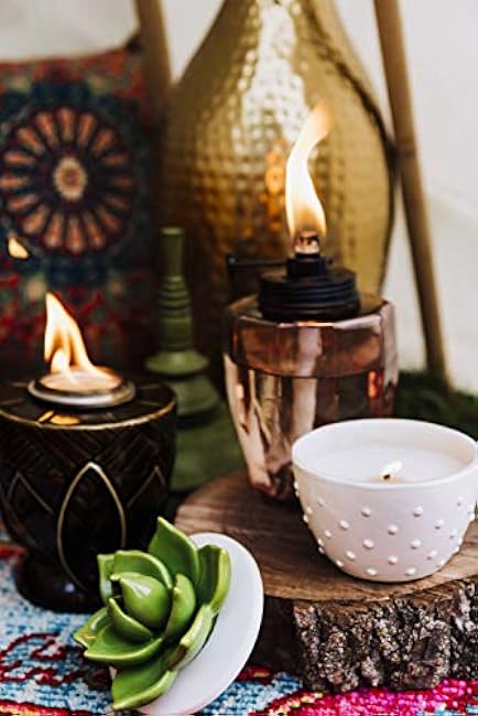 TIKI Adjustable Flame 64 Glass Torch ¨C Pink Decorative Lighting for Outdoor Lawn, Patio & Garden | Includes Snuffer & Long-Lasting Wick | Weather-Resistant Design