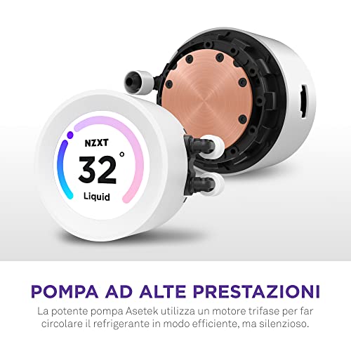 Kraken Elite 280 RGB - RL-KR28E-W1-280mm AIO CPU Liquid Cooler - Customizable 2.36" LCD Display for GIFs, Images, Performance Metrics - 2 x F140 RGB Core Fans - White - Sistema di raffreddamento - Immagine 3