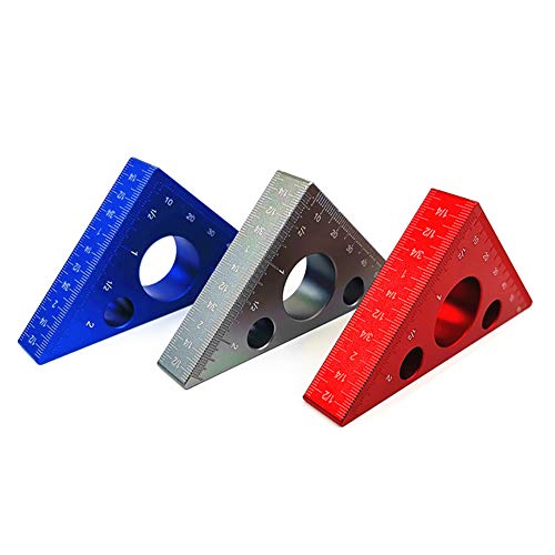 Ggdoo 45 Degree Aluminum Alloy Angle Ruler Inch Metric Triangle Ruler Carpenter's Workshop Woodworking Square Woodworking Tools Aluminum Square