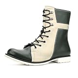 WEOOAR Men's Motorcycle Boots Casual Dress Retro Lace-up Boots for Men Riding Boots (Green, 10)