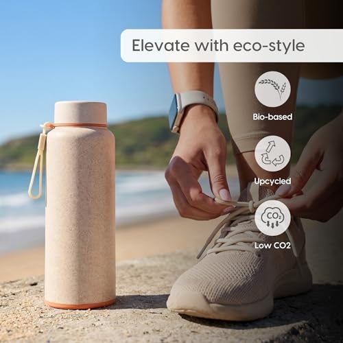 Image of Eha Earth Friendly Hydralife Water Bottle for Office & Schools | 600 ml Stainless Steel Water Bottle for Kids & Adults Made with Rice Husk | Bottle for Men, Women | Leak Proof | 1 Unit
