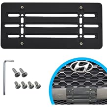 Front Bumper License Plate Bracket for Hyundai, Plate Holder Set w 6 Unique Screw Bolts & Wrench Kit, License Tag Mounting Kit, Quality Plate Holders, Premium Car & Truck Accessories