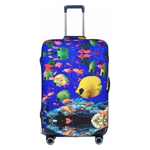Housse de valise pliable blanche M évite les rayures - Bagage voyage poissons