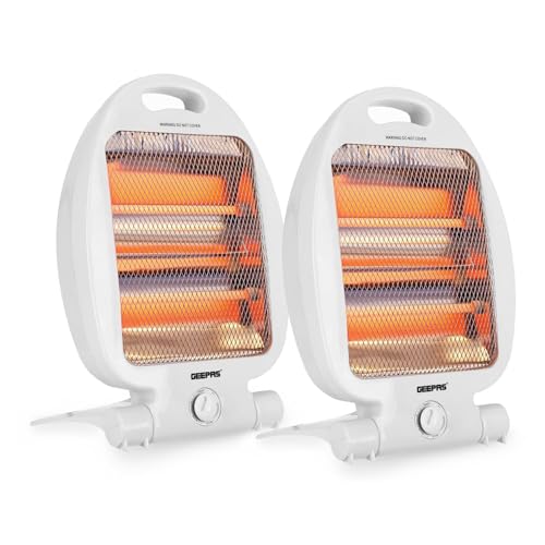 GEEPAS 800W Quartz Halogen Heater Pack of 2 Portable 2 Heat Level 400W/800W