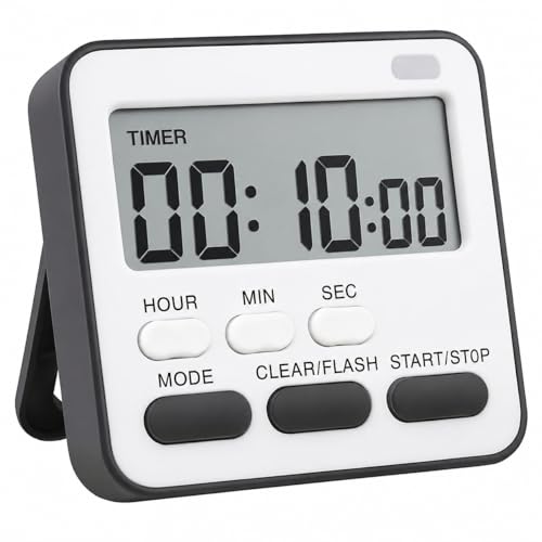 Image of JASIFS Digital Magnetic Multi-Function Timer Clock with Large LCD Display, Loud Alarm, Retractable Stand, Stopwatch Stand Hanging Hole, Countdown Flashing Light, Dual-Purpose Time Management Clock