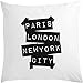 Paryż Londyn Nowy Jork naklejka stylizowana grafika biała poduszka 40 x 40 cm z wypełnieniem biała jeden rozmiar