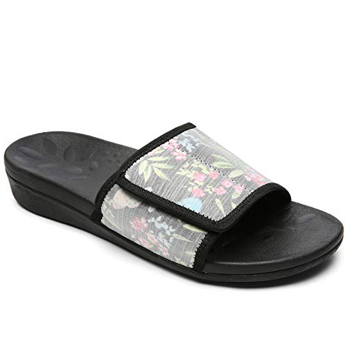 Image of MEGNYA Orthopedic Slides Sandals for Women, Comfortable Plantar Fasciitis Sandals for Flat Feet, High Arch Support Walking Sandals with Adjustable Straps