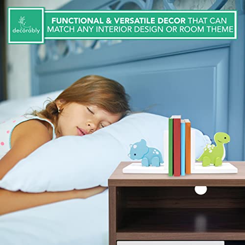 Decorably Dinosaur Bookends For Kids - Kids Bookends, Kids Book Ends For Boys Room, Cute Book Ends For Kids Room, Boy And Girl Bookends, Kid Book Ends, Child Bookends, Nursery Bookends For Baby Room #TOP4