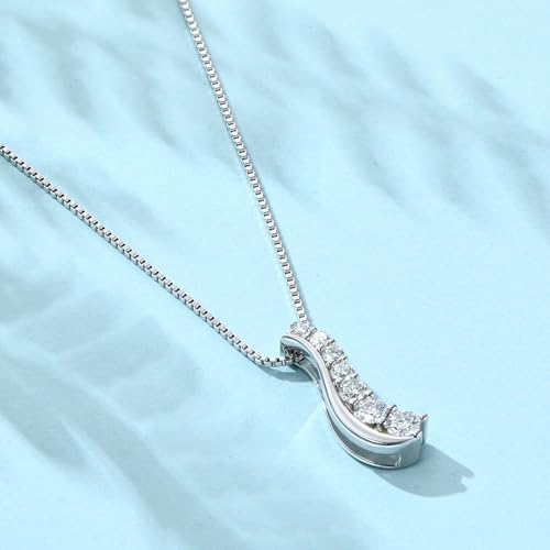 AINUOSHI Moissanite Necklace For Women 7 Graded Size Lab Created Moissanite Journey Curve Pendant S925 Sterling Silver Necklace with Certificate of Authenticity2