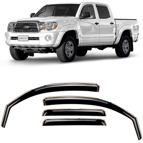 Image of CLIM ART in-Channel Incredibly Durable Rain Guards for Toyota Tacoma 2005-2015 Double Cab, Original Window Deflectors, Vent Deflector, Vent Window Visors, Truck Accessories 4 pcs- 605085