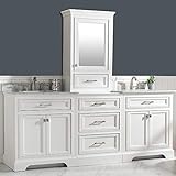 LUCA Kitchen & Bath LC96MOWW Savanna 96” Double Basin Bathroom Vanity Modular Set in Pure White with Wood Cabinet, Carrara Marble Top and Center Tower, 4 Count