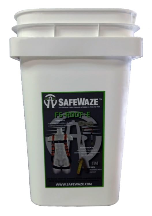 Safewaze FS-ROOF-E Roofer's Fall Protection Compliance Kit in a Bucket
