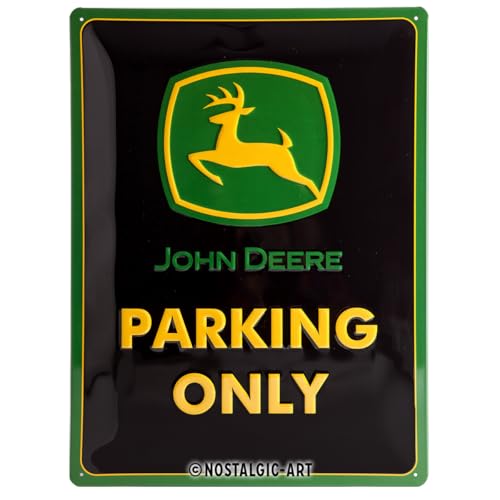 Nostalgic-Art Cartel de Chapa Retro John Deere – Parking Only – Idea de Regalo para los Fans de los Tractores, Diseño Vintage, 30 x 40 cm