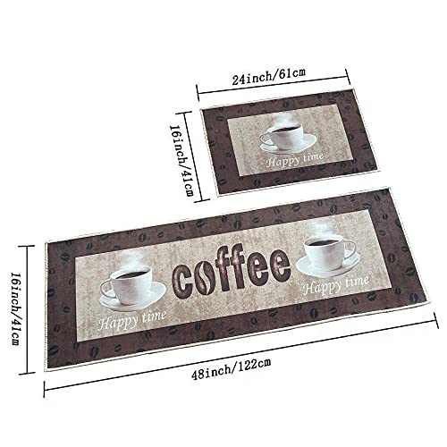 Image of HomeCloud Anti Fatigue Kitchen Rug Printed Thick Anti Slip, Washable, Big Size, Designer Folding Kitchen Mat for Home BedroomStandard Size (41 x 122 cm 41 x 61 cm) (Coffe Cup BRO)