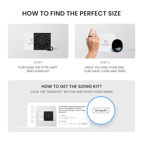 Image of HART Smart Fitness Tracker Ring - Smart Ring - Real-time Heart Rate and Blood Oxygen, Body Recovery, etc - Upto 8 Days Battery Water Resistant (30 mtr) (8, Black)