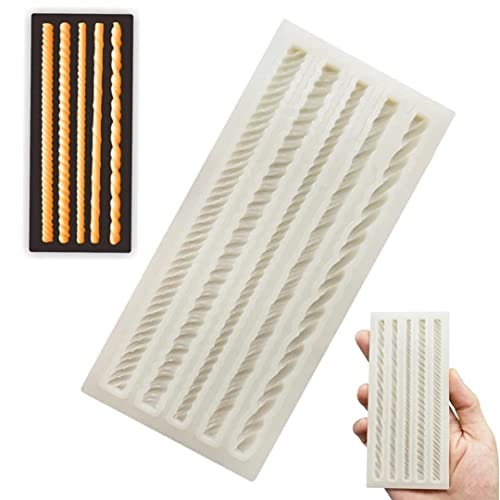 Image of Get Inspired Rope Silicone Mold-5 Different Twisted Rope Design-Diy Fondant Gum Paste Resin Polymer Clay Mould-Cake Side Border Decoration-Art Craft Tool- Soft Reusable-White - 13X6X0.6 Cm