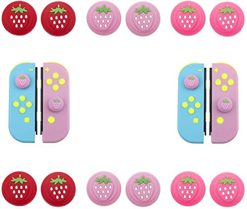 Strawberry Joystick Pulgar Grips Cover Stick Thumbstick Tapas para Nintendo Switch NS Nitendo Switch Lite NS JoyCon (2PCS Rojo)