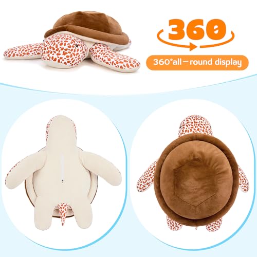 Image of MorisMos Giant Turtle Stuffed Animal, 35inch-3ft Big Stuffed Tortoise Plush Toy, Large Soft Turtle Body Pillow Gift for Kids Children Boys Girls Birthday Christmas, Brown