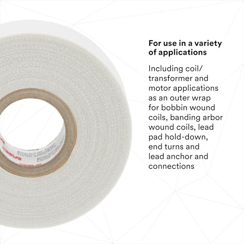 Image of 3M Glass Cloth Electrical Tape 69 with High-Temperature, Thermosetting, Pressure Sensitive Silicone Adhesive, 3 /4 in x 36 yd (108 ft), 1 roll