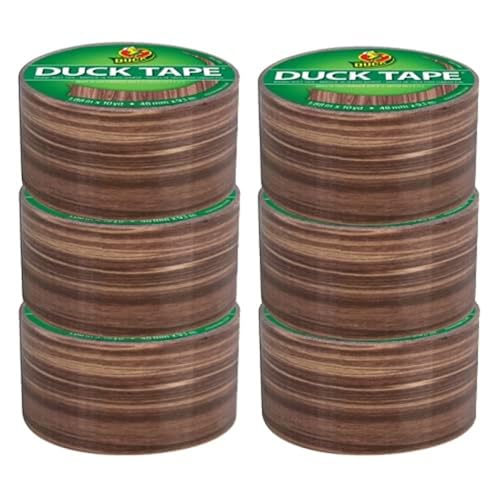 Image of Duck Brand Duck Printed Duct Tape, 6-Roll, Woodgrain (283051 C)