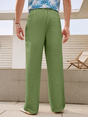 Image of GRECIILOOKS Men's Linen Trousers | Loose Fit Linen-Cotton Casual Pants for Men | Relaxed Office Wear Formal Trousers for Men | Stylish Beige & Pants