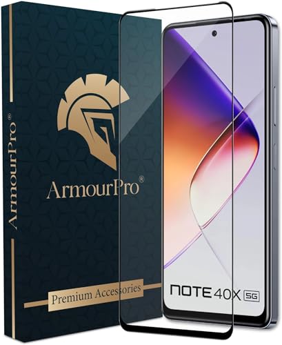 Image of ArmourPro Military Grade Gorilla Tempered Glass Screen Protector Compatible For Infinix Note 40X 5G (6.78 Inch) With Easy Installation Kit| Edge To Edge Coverage |Black