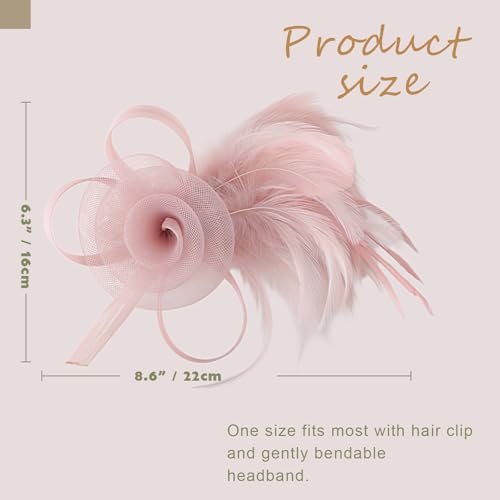 Image of DRESHOW Fascinators Hats for Women Tea Party Fascinator Hats Vintage 50s Headwear Cocktail Wedding Church Derby Hat