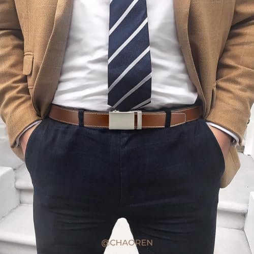 Image of CHAOREN Mens Leather Ratchet Belt - 1 3 /8 inch for Dress Pants