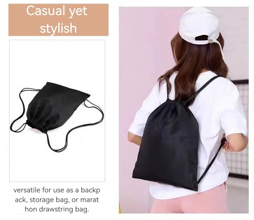 2-Pack Waterproof Drawstring Backpacks, Soccer-Texture Oxford Fabric, 16.9" × 13.8" Black, Lightweight 0.19 lb Each, No Eyelets, Gym & Marathon Gear Sacks (Sky Blue)4