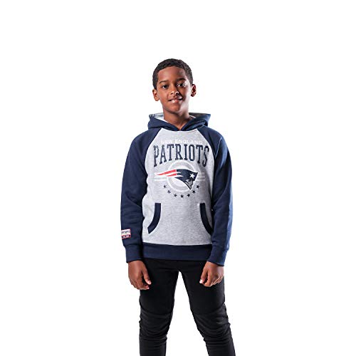 Ultra Game NFL New England Patriots Youth Standard Fleece Pullover Hoodie University Sweatshirt, Team Color, 18/20