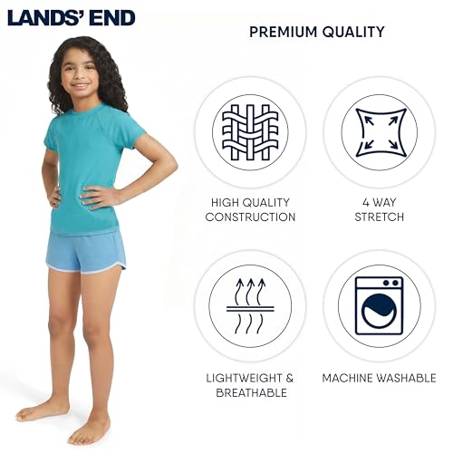 Image of Lands' End Girls' Swim UPF 50+ Short Sleeve Sun Tee Rash Guard Shirt
