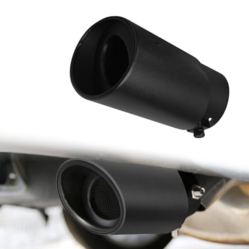 QKYS 2.5"-3.3" Chrome Exhaust Tips Muffler Tips, Adjustable Straight Pipe Exhaust Kit Finish Exhaust Tailpipe, Universal Car Exhaust Pipe Flue Muffler Modification Tail Throat Tail Pipe (Black)