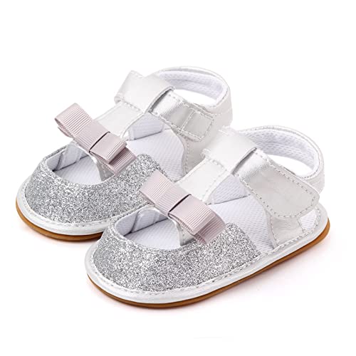 Baby Flats Sandals Infant Outdoor Beach Shoe Newborn Glitter Slipper Rubber Sole First Walker Princess Dress Shoes3