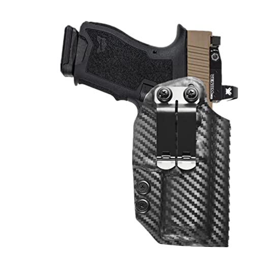kydex IWB Holster for PSA Dagger Compact 9mm Red Dot Optic Ready Inside The Waistban Concealed Carry (Carbon Fibre PSA Dagger Compact, Right IWB)