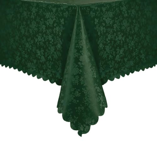 Image of Romanstile Waterproof Vinyl Tablecloth Rectangle, 60 x 84 Inch, Dark Green