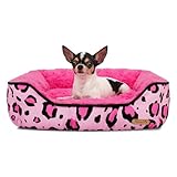 Rectangle Washable Dog Bed for Large, Medium & Small Dogs – Soft Calming Puppy Beds, Durable Warm Pet Sofa with Non-Slip Bottom for Indoor Use.Pink S Size (22'x17.7'x12')