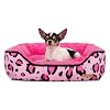 Rectangle Washable Dog Bed for Large, Medium & Small Dogs – Soft Calming Puppy Beds, Durable Warm Pet Sofa with Non-Slip Bottom for Indoor Use.Pink S Size (18.9″x18.9″x6.3″)