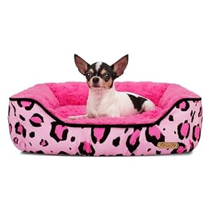 Rectangle Washable Dog Bed for Large, Medium & Small Dogs – Soft Calming Puppy Beds, Durable Warm Pet Sofa with Non-Slip Bottom for Indoor Use.Pink S Size (18.9″x18.9″x6.3″)