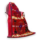 Nu Trendz Signature Southwest Design (Navajo Print) Sherpa Lined Throw Blanket 50'x 60' Red