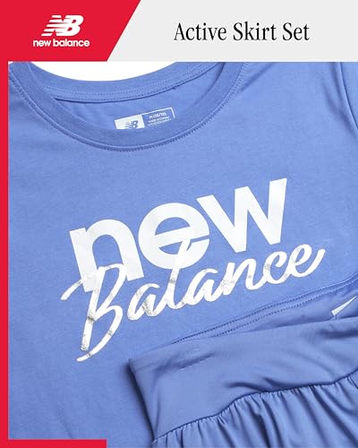 Image of New Balance Girls Athletic Skort Set - 2 Piece Active Short Sleeve Girls Shirts & Tennis Scooter Skirt Clothing Set
