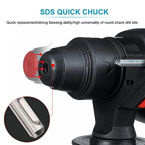 RSTJVBD 21 V Akku-Bohrhammer für Beton, SDS Plus bürstenloser Bohrhammer mit 2 Stück 4 Ah Akku und Ladegerät, 1000 U/min… – Bild 5