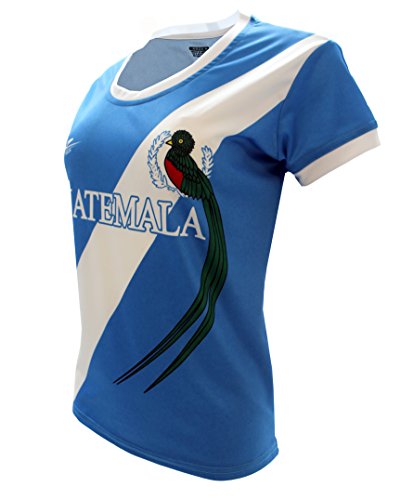 Arza Sports Guatemala Women Soccer Fan Jersey Short Sleeve Pink/Blue/White Slim Fit