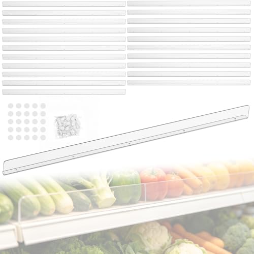 Nalwort 22 Pcs Retail Gondola Shelving Front Fence, Clear PET Shelf Fence with 1/4" Holes and Screws, Front Lips Barrier for Retail Store Display Rack, 3" H x 36" L