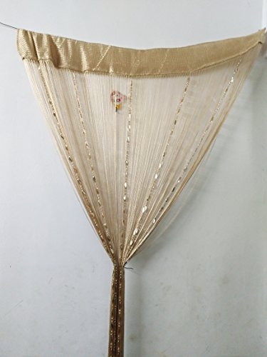 Ave Split 100Cmx200Cm Decorative Door String Curtain Beads Wall Panel Fringe Window Room Divider Blind For Wedding Coffee House Restaurant Parts Door Divider Beads Tassel Screen Decoration (Gold25) #TOP2