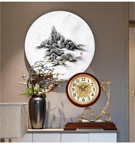 Reloj de mesa de estilo europeo de madera maciza para dormitorio 8