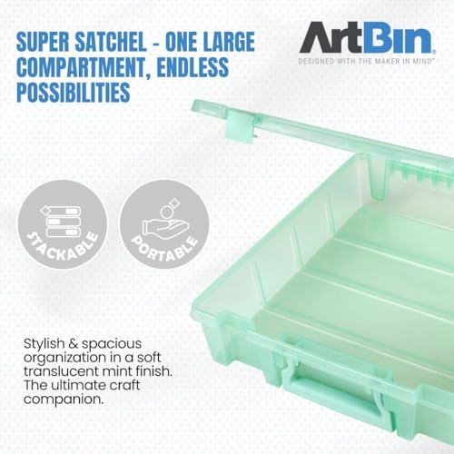 Image of ArtBin 6955RJ Super Satchel 1-Compartment Box, Art & Craft Organizer, 1-Pack, Translucent Mint