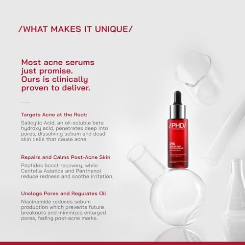 Image of /PHD / 2% Salicylic Acid Anti-Acne Serum | Salicylic Acid Face Serum for Acne-Prone & Oily Skin | Pore Minimizing serum with Niacinamide & Peptides |Reduces Blackheads & Excess Oil | Men & Women I30 ml