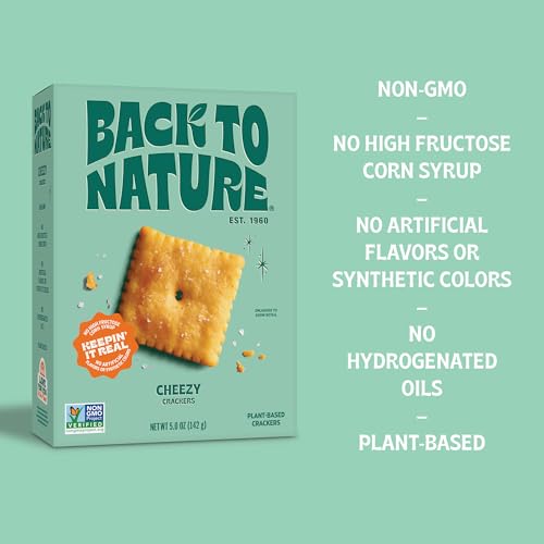 Image of Back to Nature Cheese Flavored Crackers - Non-GMO, Made with Wheat Flour, Vegan, Delicious Snacks, Cheezy Square, 5 Ounce (Pack of 2)